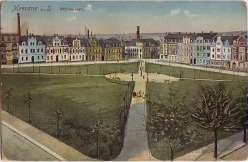 13809 Ak Meerane in Sa. Wettinerplatz um 1910