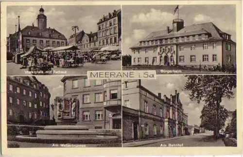13806 Mehrbild Ak Meerane am Bahnhof usw. 1937