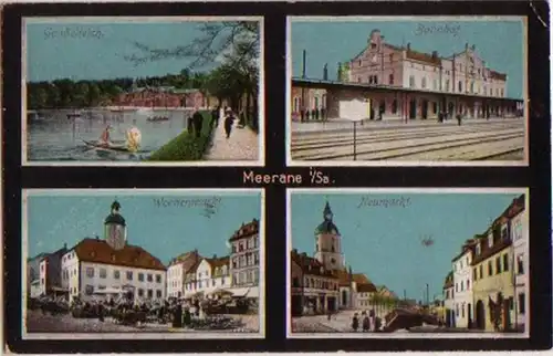 13797 Mehrbild Ak Meerane Bahnhof usw. um 1920