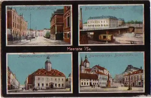 13796 Multi-image Ak Meerane Realschule etc. vers 1920