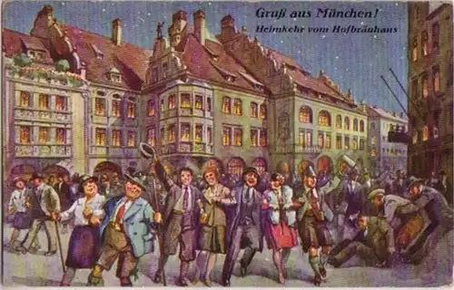 13779 Ak Munich Retour du Hofbräuhaus vers 1910