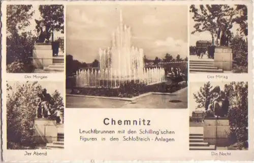 13777 Multi-image Ak Chemnitz Fontaine lumineuse 1941