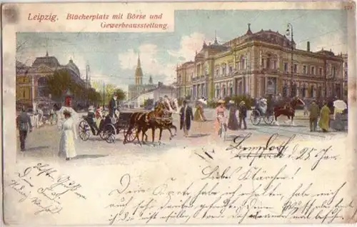 13699 Ak Leipzig Blücherplatz avec bourse 1903