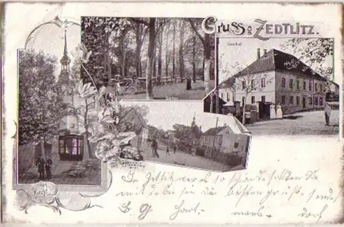 13694 Ak Lithographie Gruß aus Zedlitz Gasthof 1903
