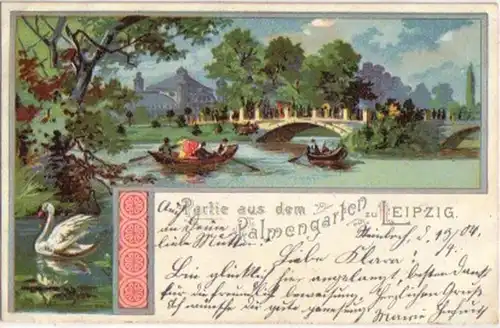 13692 Ak Lithographie Leipzig Palmengarten 1904