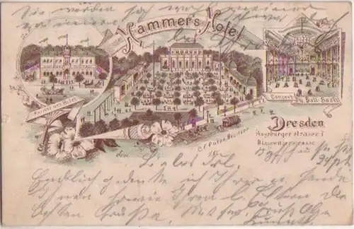 13684 Ak Lithographie Dresden Hammers Hotel 1897