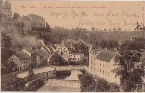 13681 Ak Bautzen Seidauer Spreebrücke 1903