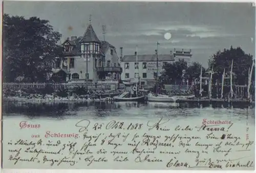 13669 Ak Gruss aus Schleswig Schleihalle 1898