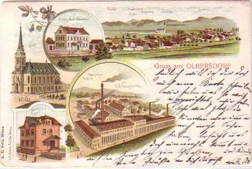 13659 Ak Lithographie Gruss de Olbersdorf 1905