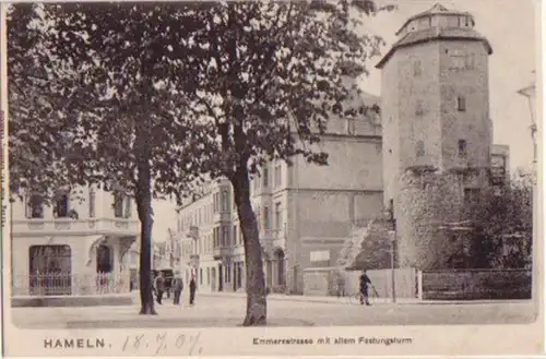 13607 Ak Hameln Emmernstraße mit Festungsturm 1907