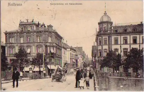 13604 Ak Heilbronn Neckarbrücke mit Kaiserstraße 1905