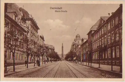 13595 Ak Darmstadt Rhein Strasse vers 1920