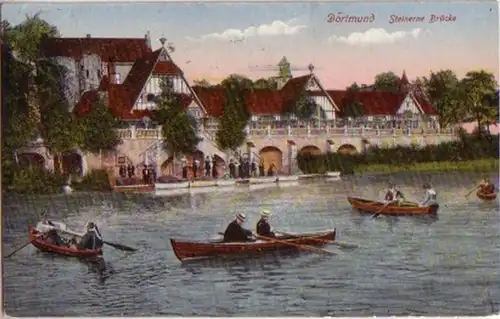 13590 Ak Dortmund steinerne Brücke 1919