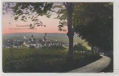 13586 Ak Donauwörth Partie am Wege zum Schellenberg 1918