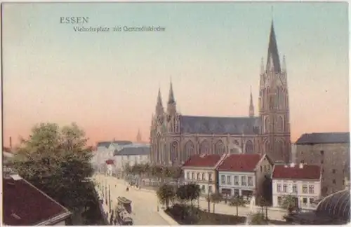 13579 Ak Essen Viehoferplatz mit Gertrudiskirche 1906