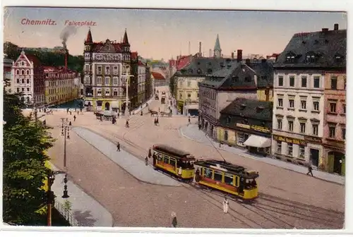 13541 Ak Chemnitz Falkeplatz Strassemfahn 1923