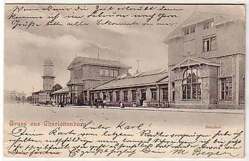 13458 Ak Gruss aus Charlottenburg Bahnhof 1904