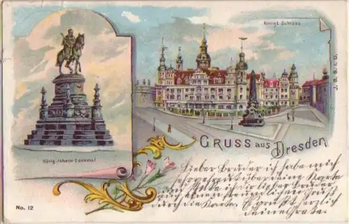 13436 Ak Lithographie Gruss de Dresde 1901