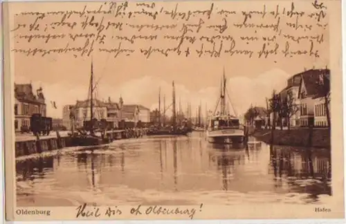 13392 Ak Oldenburg Hafen mit Booten 1912
