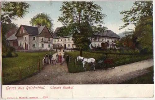 13355 Ak Gruß aus Reichstädt Körners Gasthof 1900