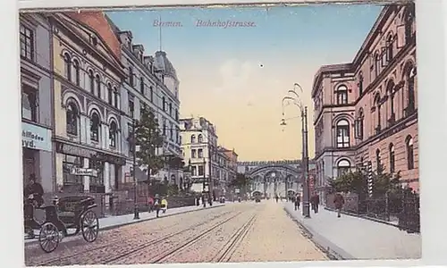 13320 Ak Bremen Bahnhofstraße avec des magasins vers 1910