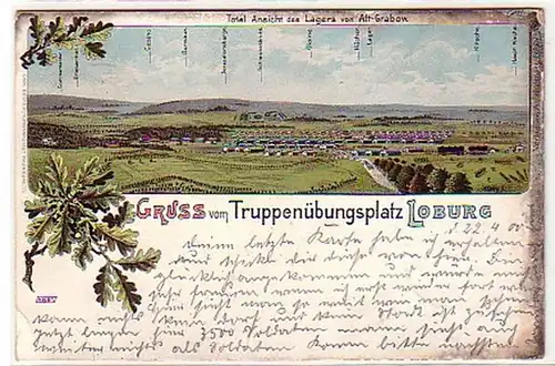 13281 Ak Litho Gruß aus Truppenübungsplatz Loburg 1900