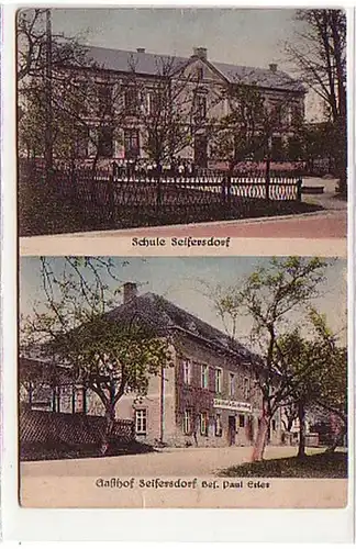 13270 Ak Seifersdorf Gasthof und Schule um 1920