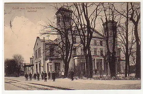 13230 Ak Gruß aus Oscherleben Bahnhof 1912