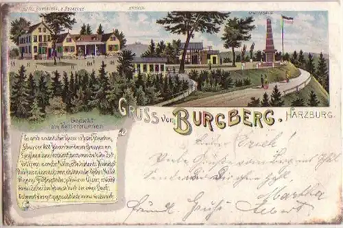 13218 Ak Lithographie Gruss vom Burgberg Harzburg 1900