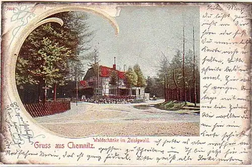13214 Litho Chemnitz Waldschänke im Zeisigwald 1904