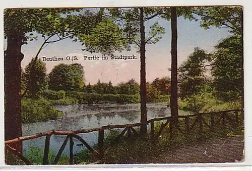 13199 Ak Beuthen Schlesien Partie im Stadtpark 1930