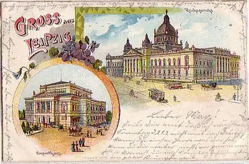 13198 Litho Gruss de Leipzig Reichsgericht etc. 1904