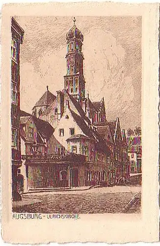 13192 Église Ullrich de la gravure Ak Augsburg vers 1930