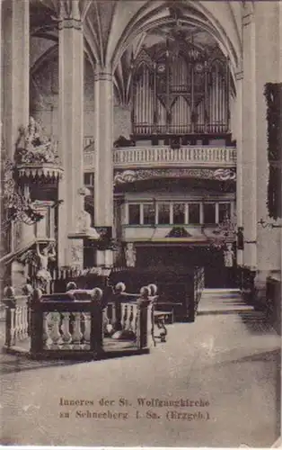 13150 Ak Schneeberg Inneres der St. Wolfgangkirche 1918