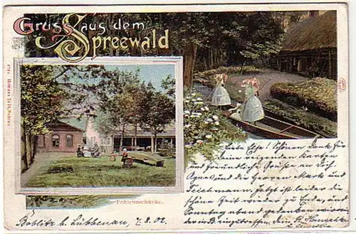 13123 Ak Gruß aus dem Spreewald Pohlenzschänke 1902