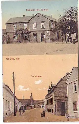 13104 Mehrbild-Ak Gollma Kaufhaus und Dorfstrasse 1918