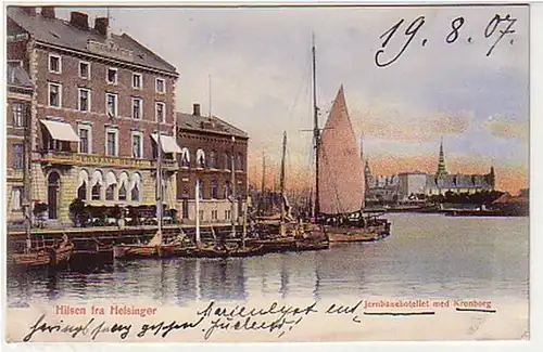 13089 Helsinger Jerbanehotellet med Kronborg 1907