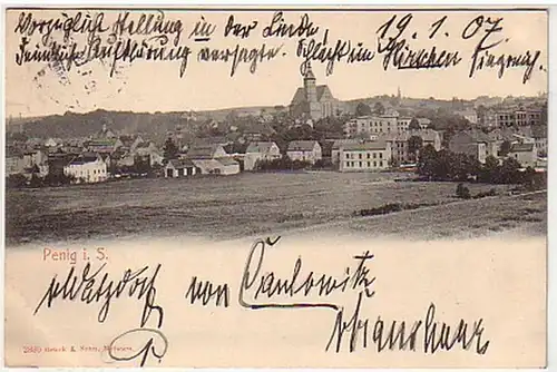 13076 AK Penig in Sachsen Totalansicht 1907