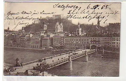 13066 Ak Salzburg Vue totale avec pont 1908