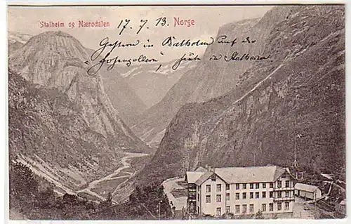 13039 Ak Stalheim og Nærødalen Norvège 1913