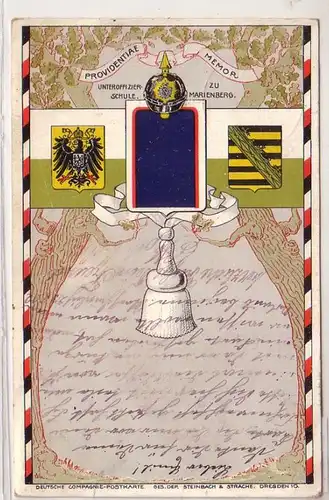 12981 Wappen Ak Unteroffiziersschule zu Marienberg 1903