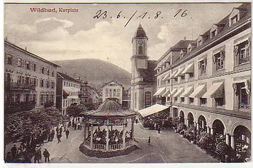 12970 Ak Wildbad Schwarzwald Kurplatz 1916