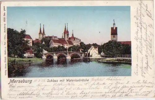12969 Ak Merseburg Château avec Waterloobrücke 1902