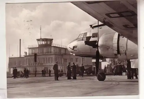 12837 Ak Messeflughafen Leipzig mit Lufthansa Flugzeug 1961