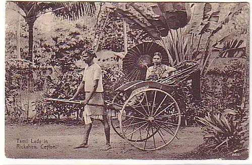 12758 Ak Ceylon Tamil Lady in Rickshaw 1927