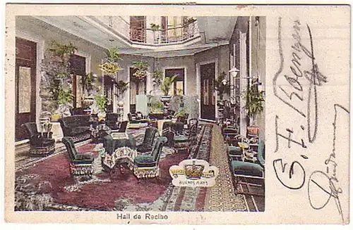 12754 Ak Buenos Aires Royal Hotel Hall de Recibo vers 1910
