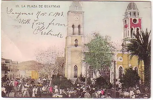 12753 Ak La Plaza de Guaymas Mexique 1908