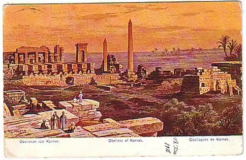 12741 Ak Obelisken von Karnak Ägypten 1911