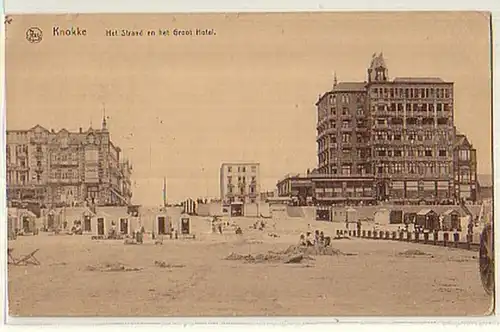 12681 Ak Knokke Het Strand en het Groot Hotel 1918