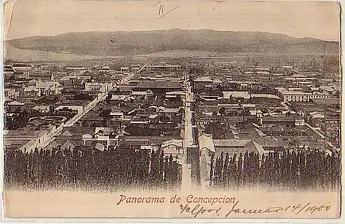 12658 Ak Panorama de Concepcion Chili 1910